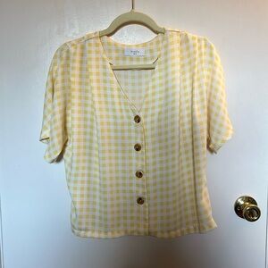 Yellow checkered button top